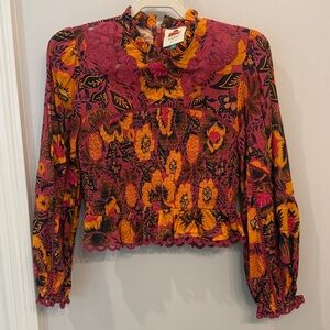 FARM Rio Vibrant Floral Blouse in Red and Yellow